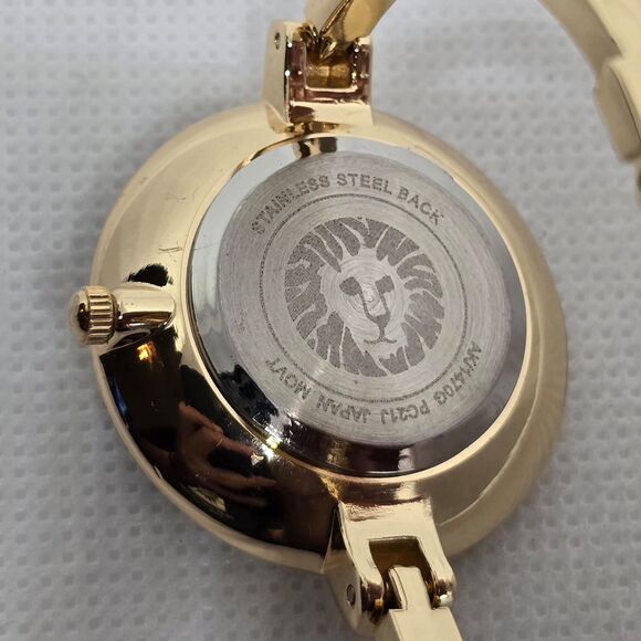 Women's Anne Klein Gold Tone Black Dial AK/1470G PC21J Bangle Bracelet Watch 09 - Picture 7 of 7